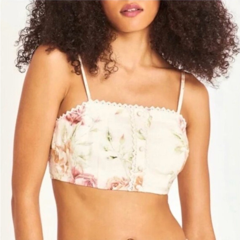 Caroline Constas linen floral crop tank top NWT medium